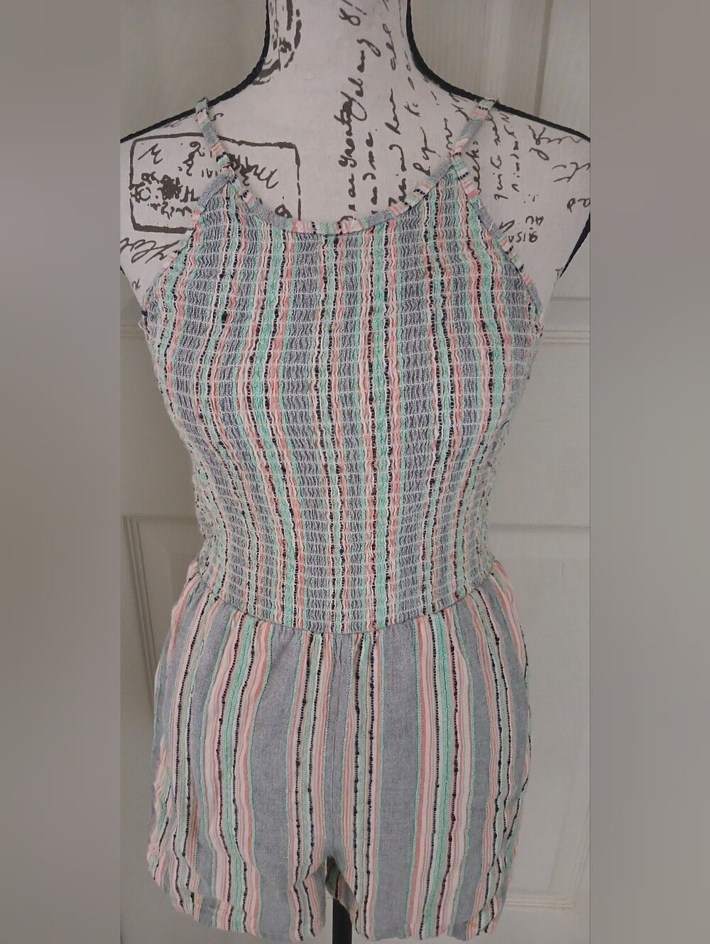 Angie Pastel Stripe Smocked Romper